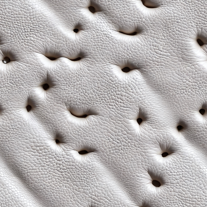 White Cracked Leather with Deep Tufting and Grain Detail seamless PBR texture preview