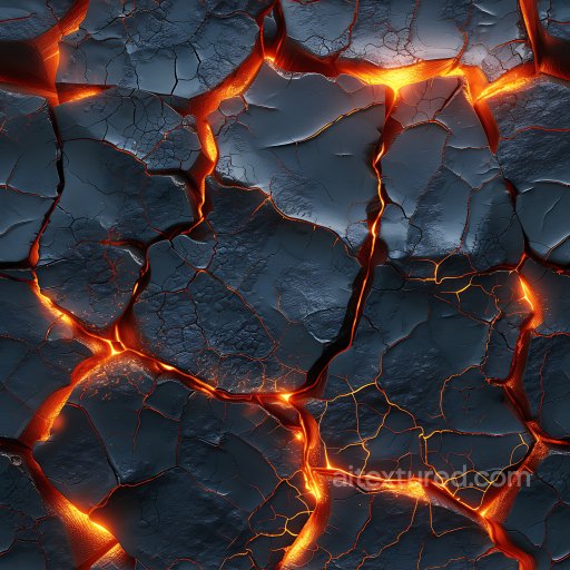 Cracked Volcanic Lava Rock Texture With Glowing Fissures seamless Cracked & Holes PBR texture