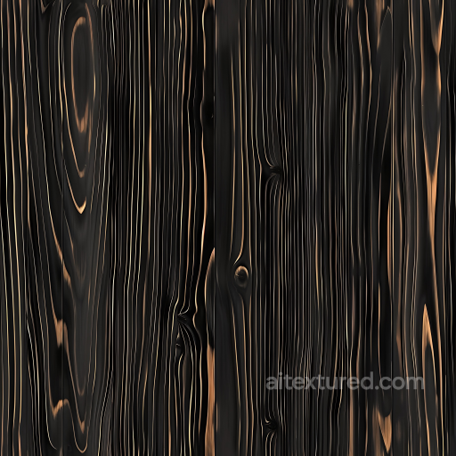 Charred Black Wood Planks PBR Texture with Deep Grain and Knots seamless Wood PBR texture