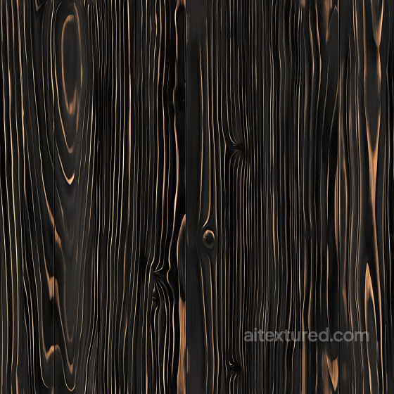 Charred Black Wood Planks PBR Texture with Deep Grain and Knots Wood texture preview