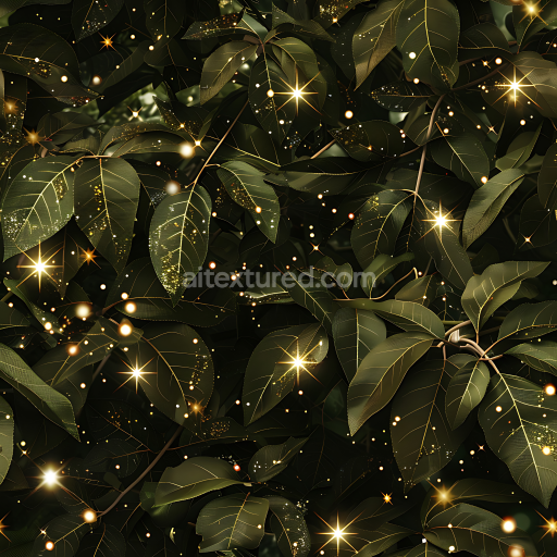 Seamless 3D Stylish Golden Leaf Camouflage PBR Texture with Glitter Highlights