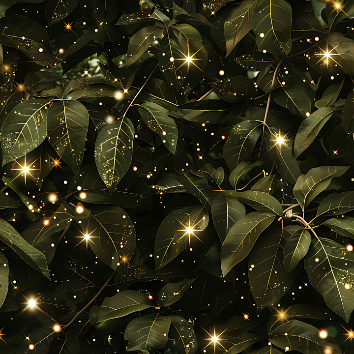 Stylish Golden Leaf Camouflage with Glitter Highlights seamless PBR texture preview