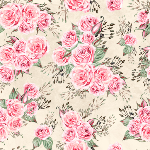 Seamless 3D PBR Texture of Pink Rose Floral Pattern on Soft Fabric