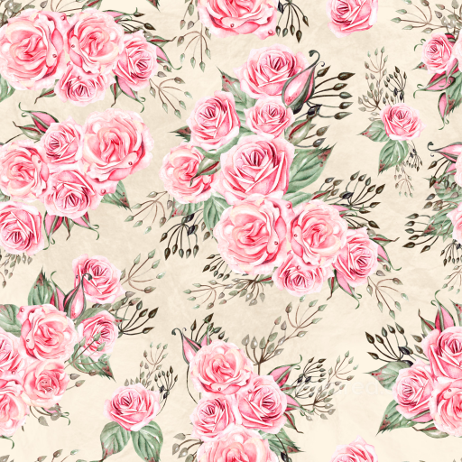 Flower Texture of Pink Rose Floral Pattern on Soft Fabric seamless Flower  PBR texture