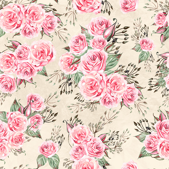 Flower of Pink Rose Floral Pattern on Soft Fabric seamless PBR texture preview