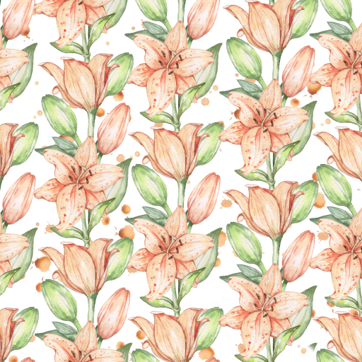 Featuring Orange Lily Wild Flower Pattern seamless Wild Flower  PBR texture