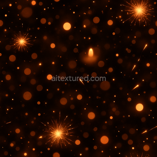 Seamless 3d texture pbr 8k glowing embers firework bursts warm candlelight