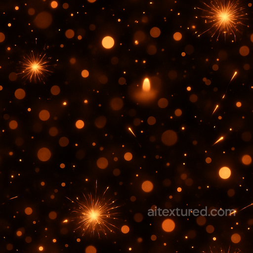 Glowing Embers Firework Bursts Warm Candlelight seamless New Year PBR texture