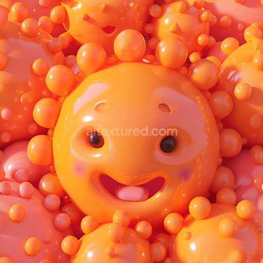 Seamless 3D Inflated Glossy Orange Bubbly Vinyl PBR Texture