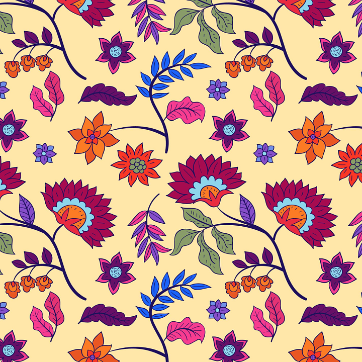 Embroidered Floral Fabric in Warm Pastel Yellow seamless PBR texture preview