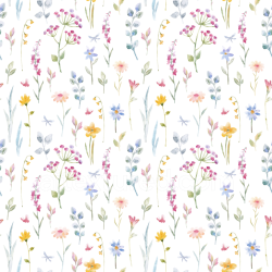seamless Seamless 3D PBR Wild Flower Watercolor Pattern Texture in Soft Pastels texture 8k free download PBR