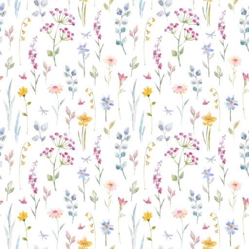 Wild Flower Watercolor Pattern Texture in Soft Pastels seamless Wild Flower  PBR texture