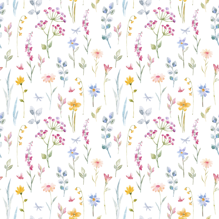 Wild Flower Watercolor Pattern in Soft Pastels seamless PBR texture preview