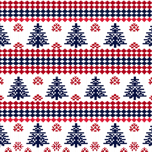 Seamless 3D PBR Christmas fabric texture featuring red and navy geometric trees