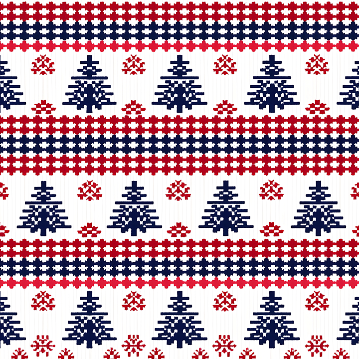 Christmas Fabric Featuring Red And Navy Geometric Trees seamless PBR texture preview