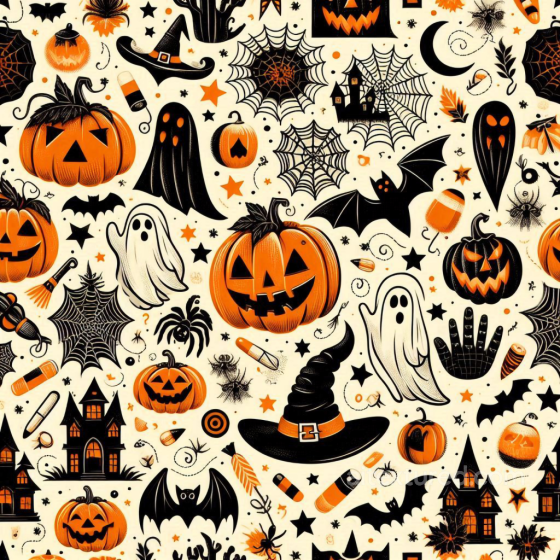 Featuring Vintage Halloween Icons in Orange & Black Vintage Halloween texture preview