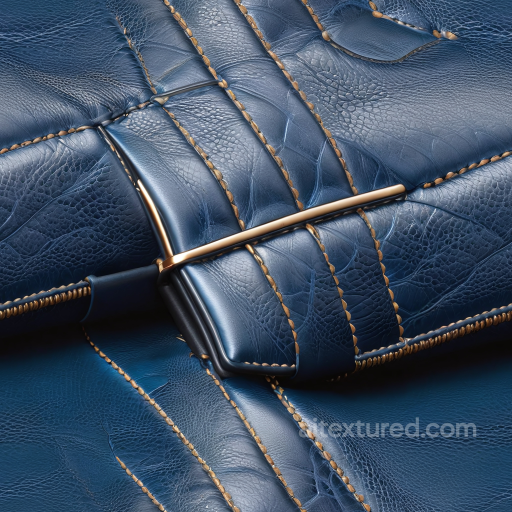 Blue Crocodile Grain Leather PBR Texture with Detailed Stitching and Metallic Accents seamless Leather PBR texture