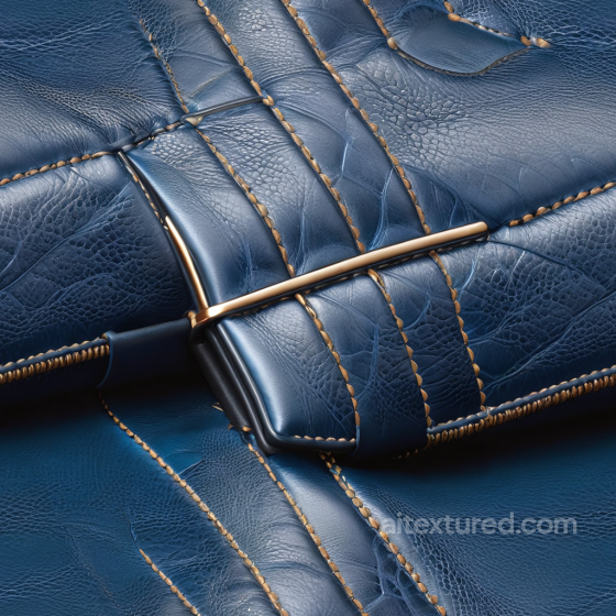 Blue Crocodile Grain Leather PBR Texture with Detailed Stitching and Metallic Accents Leather texture preview