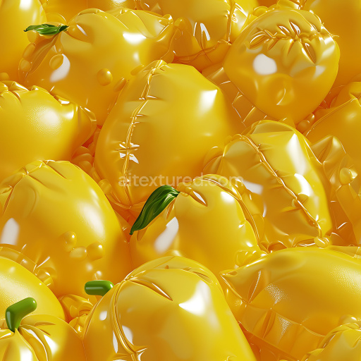 Seamless 3D Inflated Yellow Vinyl Panels Texture with Pumpkin Shapes