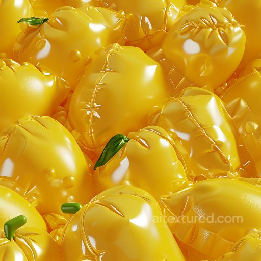 Inflated Yellow Vinyl Panels Texture with Pumpkin Shapes seamless Inflated PBR texture