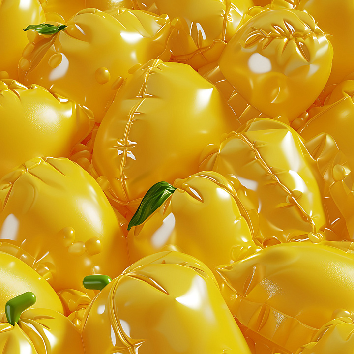 Inflated Vinyl Pillow in Vibrant Yellow seamless PBR texture preview