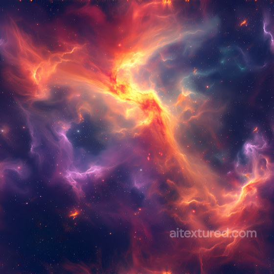 Space PBR Texture Featuring Fiery Nebula Clouds and Starfield Star, space, planets texture preview