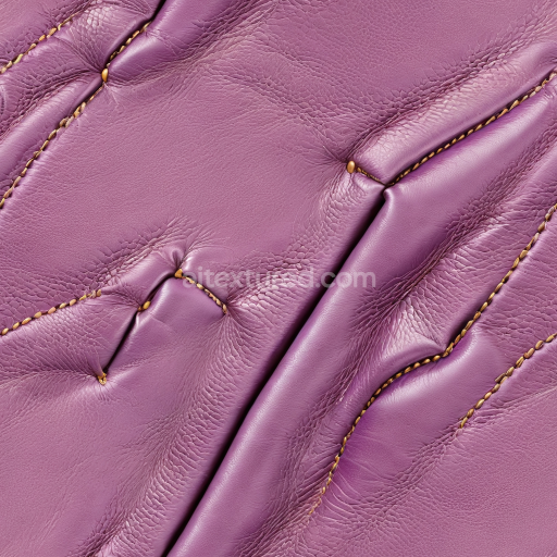 Preview — Seamless 3D Lavender Glossy Stitched Leather PBR Texture with Wrinkles and Fine Grain