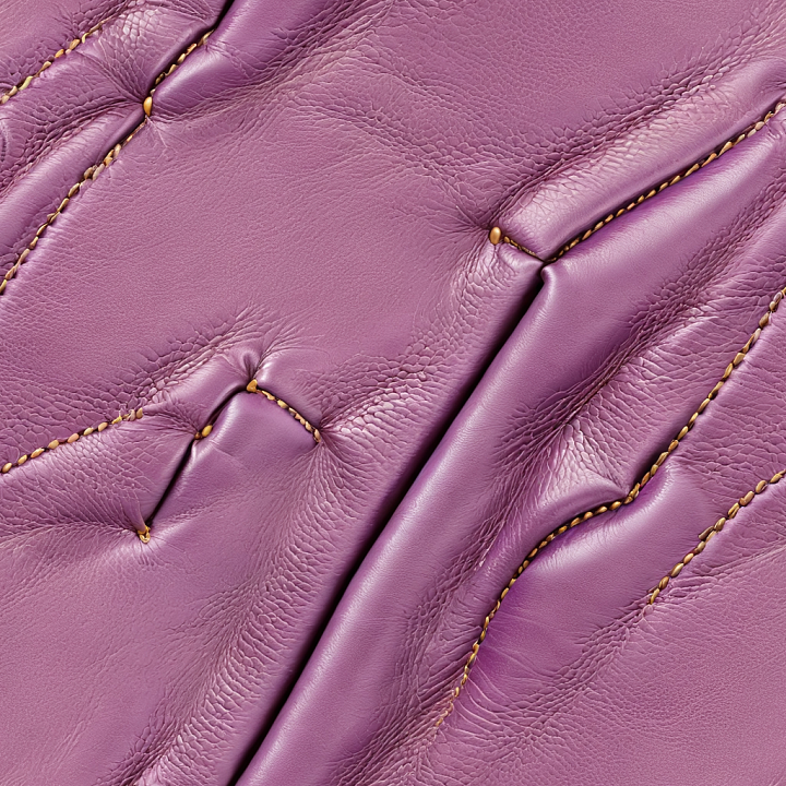 Lavender Glossy Stitched Leather with Wrinkles and Fine Grain seamless PBR texture preview