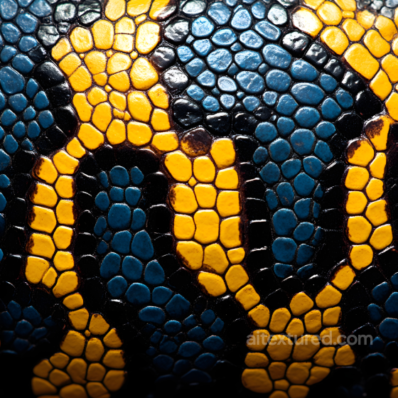 Reptilian Skin PBR Texture Featuring Vibrant Yellow and Blue Scales Skin texture preview