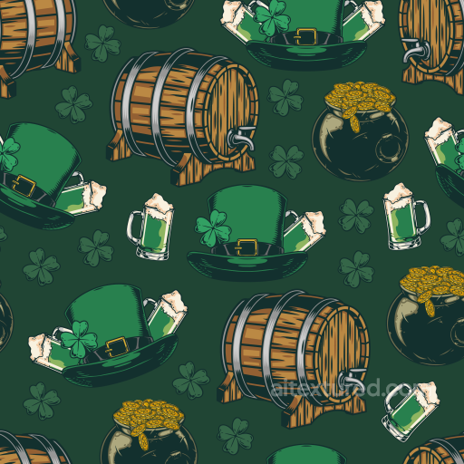Seamless 4K PBR Texture Featuring St Patrick's Themed Illustrations seamless St patrick digital paper bundle PBR texture