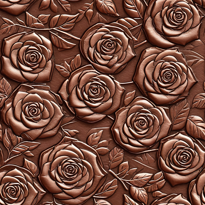 Embossed Rose Leather With Rich Brown Tones seamless PBR texture preview