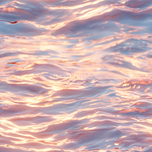 Seamless 3D Water PBR Texture Featuring Reflective, Sunset-Tinted Ripples