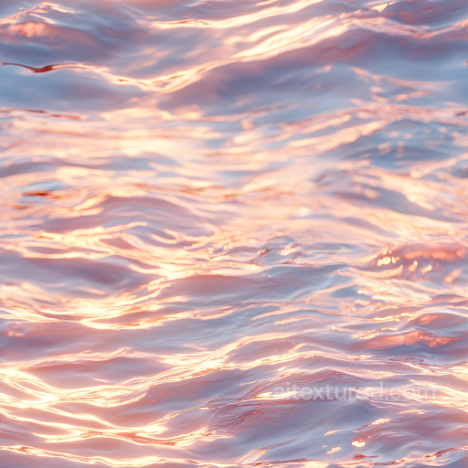 Water PBR Texture Featuring Reflective, Sunset-Tinted Ripples seamless Water PBR texture