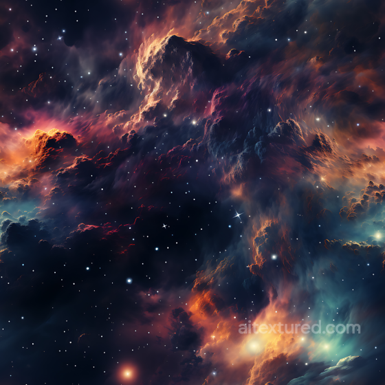 Space PBR Texture Featuring Fiery Nebula Clouds and Starfield Star, space, planets texture preview