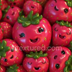 seamless Seamless 3D Inflated Glossy Strawberry Bubbles PBR Texture with Playful Faces texture 8k free download PBR
