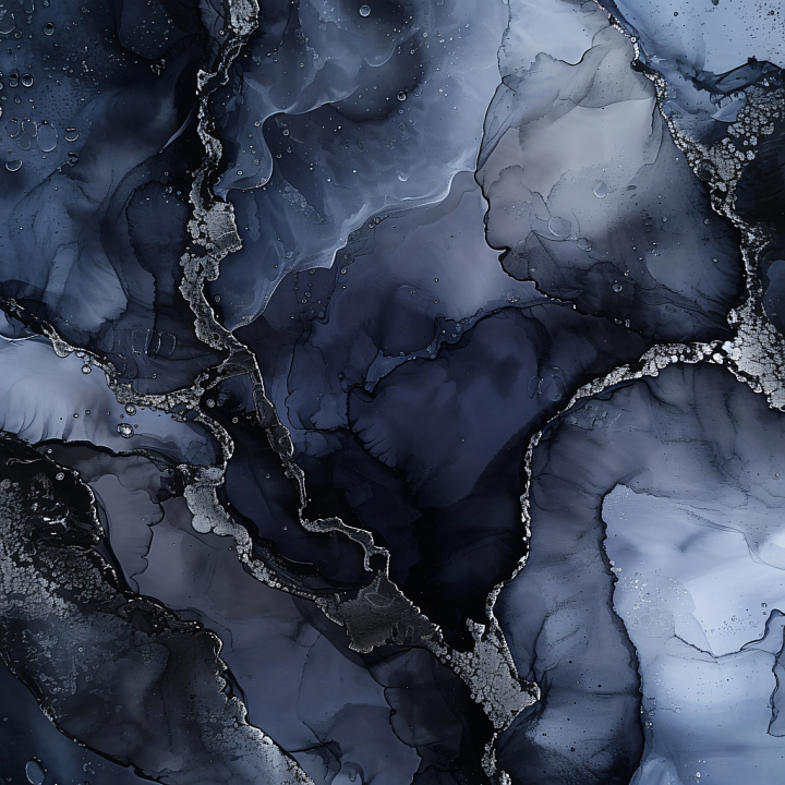 Alcohol Ink Featuring Smoky Navy Blue Fluid Veins seamless PBR texture preview