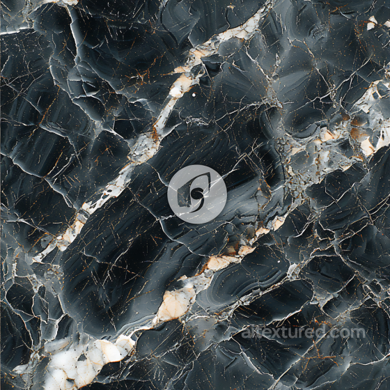 Black Marble PBR Texture Featuring Polished Surface and Intricate Gold Veining Marble texture preview