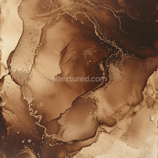 Seamless 3D Alcohol Ink PBR Texture Featuring Brown and Gold Organic Marbling