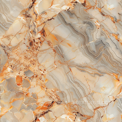 Breccia Oniciata Natural Marble PBR Texture with Polished Orange and Cream Veins seamless Marble PBR texture