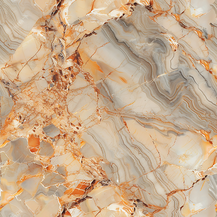 Breccia Oniciata Natural Marble with Polished Orange and Cream Veins seamless PBR texture preview