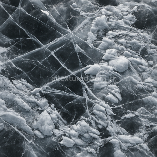 Seamless 3d texture pbr 8k illustrating black ice with rough ice texture and ice fissures