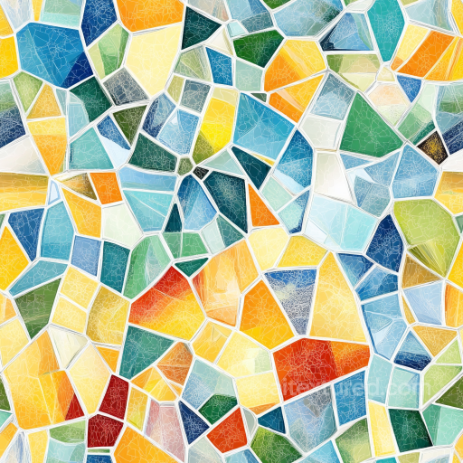 Of Colorful Cracked Glass Mosaic Tiles With Irregular Shapes And Vibrant Palette seamless Mosaic PBR texture