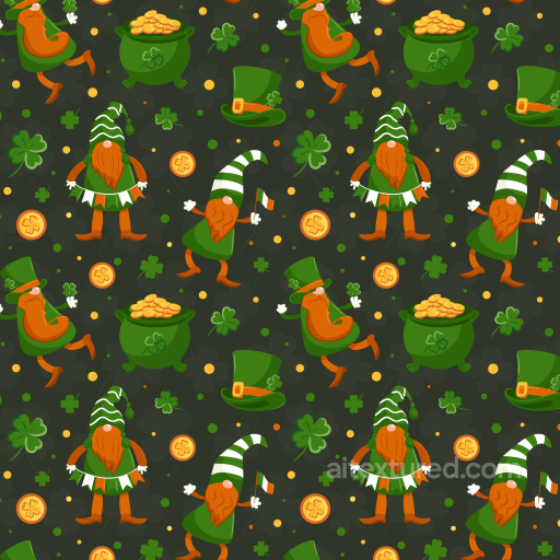 Of St Patrick Digital Paper With Gnomes And Shamrocks seamless St patrick digital paper bundle PBR texture