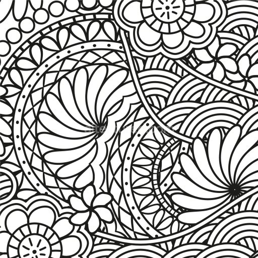 Seamless 3D PBR Texture with Black and White Intricate Floral Line Art
