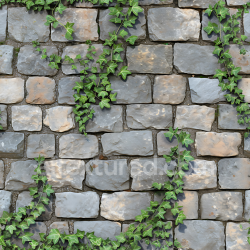 seamless Seamless 3D Weathered Stone Wall PBR Texture with Ivy Vines texture 8k free download PBR