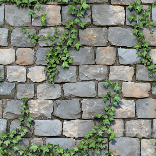 Weathered Stone Wall PBR Texture with Ivy Vines seamless Stone PBR texture