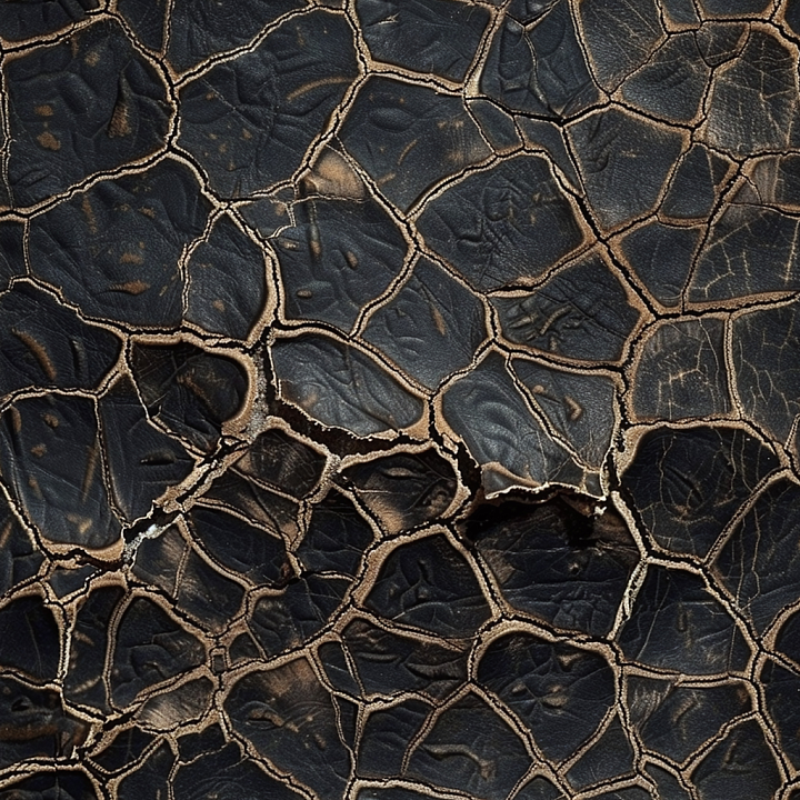 Cracked Black Leather With Deep Fissures And Aged Surface seamless PBR texture preview