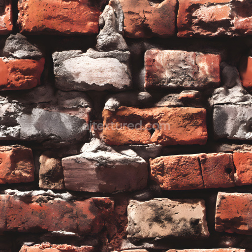 Seamless 3D PBR Cracked Brick Wall Texture with Holes and Weathered Surface
