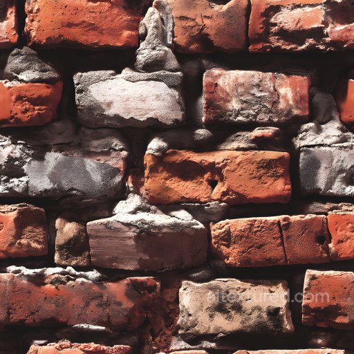 Cracked Brick Wall Texture with Holes and Weathered Surface seamless Brick PBR texture