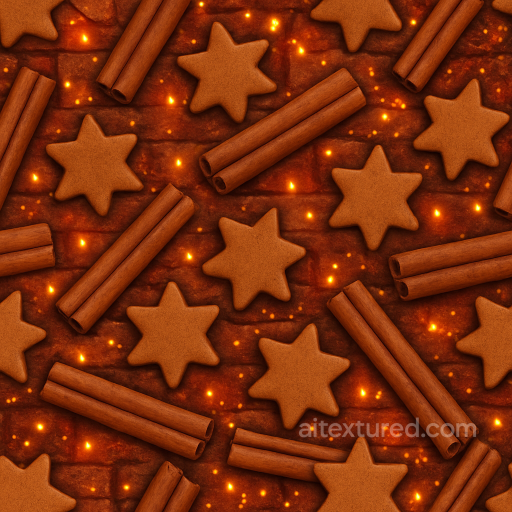 Cinnamon Sticks And Star Shapes Spices seamless Merry christmas PBR texture